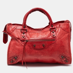 Pre Owned Balenciaga Rose Corail Leather Classic City RH Tote