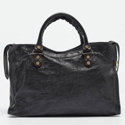 Pre Owned Balenciaga Black Leather RH Classic City Tote