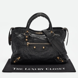 Pre Owned Balenciaga Black Leather RH Classic City Tote