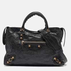Pre Owned Balenciaga Black Leather RH Classic City Tote