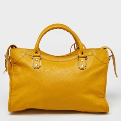 Pre Owned Balenciaga Mangue Leather Classic Metallic Edge City Bag