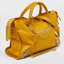 Pre Owned Balenciaga Mangue Leather Classic Metallic Edge City Bag