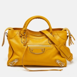 Pre Owned Balenciaga Mangue Leather Classic Metallic Edge City Bag