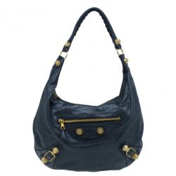 مملوكة مسبقًا Balenciaga Black Leather Giant Hobo