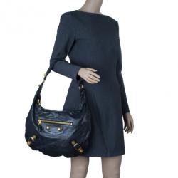 مملوكة مسبقًا Balenciaga Black Leather Giant Hobo