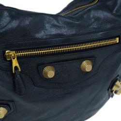 مملوكة مسبقًا Balenciaga Black Leather Giant Hobo