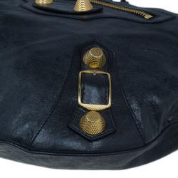 مملوكة مسبقًا Balenciaga Black Leather Giant Hobo