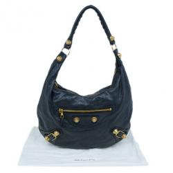مملوكة مسبقًا Balenciaga Black Leather Giant Hobo
