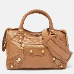Pre Owned Balenciaga Brown Leather Mini Classic City Bag