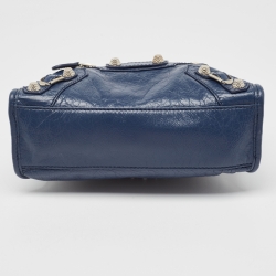 Pre Owned Balenciaga Blue Leather Mini Classic City Bag