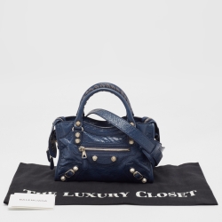 Pre Owned Balenciaga Blue Leather Mini Classic City Bag