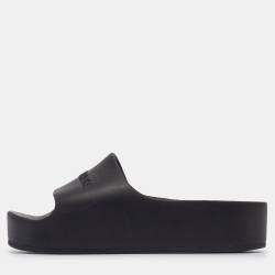 Balenciaga Black Rubber Logo Chunky Slides Size 39