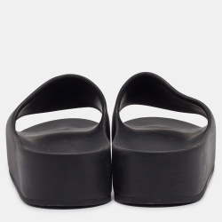 Balenciaga Black Rubber Logo Chunky Slides Size 39