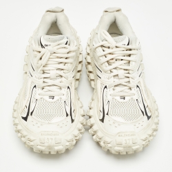 Pre Owned Balenciaga White/Cream Faux Leather and Mesh Lace Up Sneakers Size 37