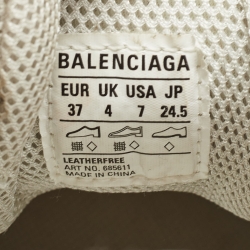 Pre Owned Balenciaga White/Cream Faux Leather and Mesh Lace Up Sneakers Size 37