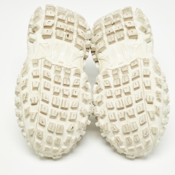 Pre Owned Balenciaga White/Cream Faux Leather and Mesh Lace Up Sneakers Size 37