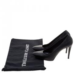 Pre Owned حذاء كعب عالي بالنسياغا نعل سميك جلد نقش تمساح أسود مقاس 37