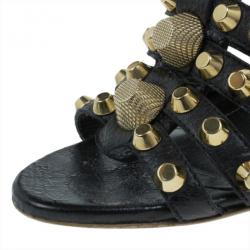مملوكة مسبقًا Balenciaga Black Arena Giant Gladiator Wedge Sandals Size 38