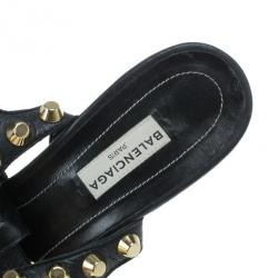 مملوكة مسبقًا Balenciaga Black Arena Giant Gladiator Wedge Sandals Size 38