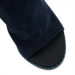 Balenciaga Blue Suede Python Trim Glove Sandals Size 38
