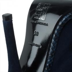 Balenciaga Blue Suede Python Trim Glove Sandals Size 38