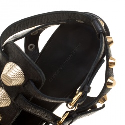 Balenciaga Black Leather Arena Studded Gladiator Wedge Sandals Size 40.5