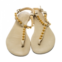 مملوكة مسبقًا صندل إصبع بالنسياغا أرينا جلد أزرق مرصع مقاس 38.5