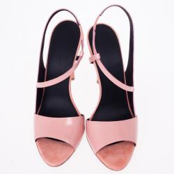 Pre Owned Balenciaga Pink Leather Neo Manhattan Slingback Sandals Size 40