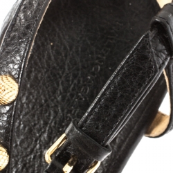 Pre Owned Balenciaga Black Studded Leather Arena Thong Flat Sandals Size 39.5