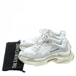 Balenciaga White Mesh And Leather Triple S Platform Sneakers Size 40