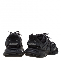 مملوكة مسبقًا حذاء رياضي بالنسياغا أربطة تراك شبك/ جلد أسود مقاس 41