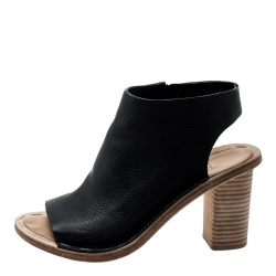 Balenciaga Black Leather Open Toe Block Heel Sandals Size 37