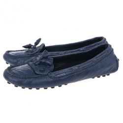 Pre Owned Balenciaga Blue Leather 'Arena' Tassel Loafers Size 39.5