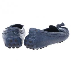 Pre Owned Balenciaga Blue Leather 'Arena' Tassel Loafers Size 39.5