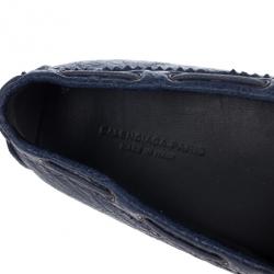 Pre Owned Balenciaga Blue Leather 'Arena' Tassel Loafers Size 39.5