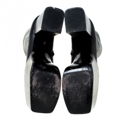 Pre Owned بوت بالنسياغا جلد أسود نعل سميك للكاحل مقاس 39