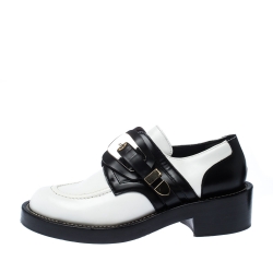 مملوكة مسبقًا Balenciaga Monochrome Leather Buckle Detail Derby Size 38.5