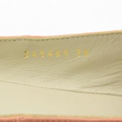 مملوكة مسبقًا Balenciaga Peach Brogue Arena Ballet Flats Size 38