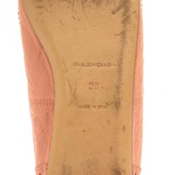 مملوكة مسبقًا Balenciaga Peach Brogue Arena Ballet Flats Size 38