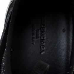 Pre Owned Balenciaga Black Glitter Fabric And Leather Race Runner Sneakers Size 36
