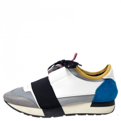 مملوكة مسبقًا Balenciaga Multicolor Leather and Suede Race Runner Sneakers Size 36