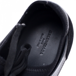 مملوكة مسبقًا Balenciaga Black Leather, Suede And Mesh Race Runner Sneakers Size 38