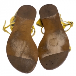 مملوكة مسبقًا صندل بالنسياغا جلد أصفر بروغي سير حرف T مقاس 36.5