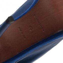 Pre Owned Balenciaga Blue Leather Glove Ankle Boots Size 40