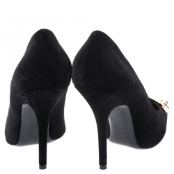 مملوكة مسبقًا Balenciaga Black Velvet BB Pointed Toe Pumps Size 38