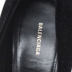 Balenciaga Black Velvet BB Pointed Toe Pumps Size 38