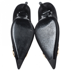 Balenciaga Black Velvet BB Pointed Toe Pumps Size 38