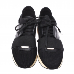 مملوكة مسبقًا حذاء رياضي بالنسياغا ريس رانر سويدي وشبك وجلد أسود مقاس 39