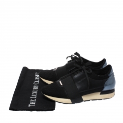 مملوكة مسبقًا حذاء رياضي بالنسياغا ريس رانر سويدي وشبك وجلد أسود مقاس 39