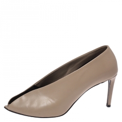 Pre Owned Balenciaga Beige Leather Split Vamp Open Toe Booties Size 38.5